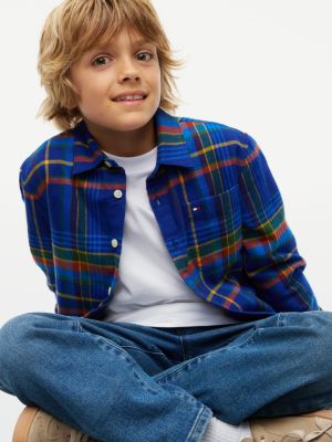 Детская рубашка Tommy Hilfiger Plaid Flannel, цвет: Насыщенный синий — фото 3