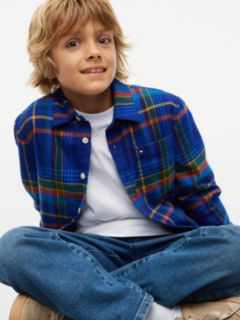 Kids' Plaid Flannel Shirt — Bold Blue 3