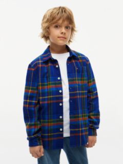Kids' Plaid Flannel Shirt — Bold Blue 1