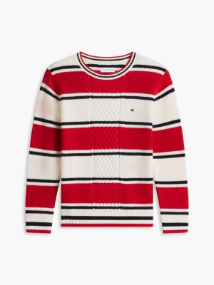 Детский свитер Tommy Hilfiger Striped Mixed-Knit, цвет: Слоновая кость полосатый — фото 4
