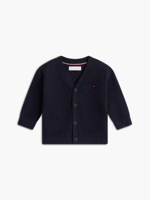 Babies' Intarsia Flag Cardigan, Navy Blue