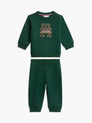 Babies' Monogram Sweatshirt & Pant Set, Green