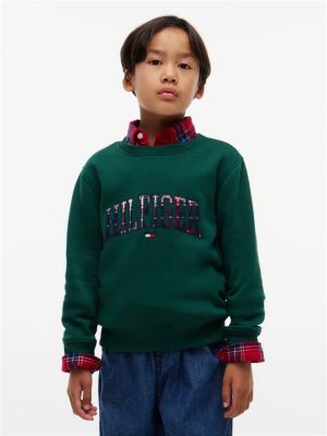 Tommy Hilfiger Boys' Kids' Plaid Hilfiger Logo Sweatshirt - Green - L