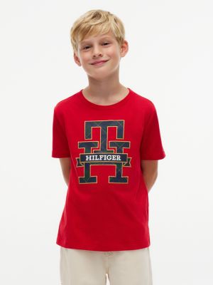 Tommy Hilfiger Boys' Kids' Monogram Logo T-Shirt - Red - XXS