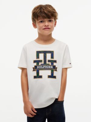 Tommy Hilfiger Boys' Kids' Monogram Logo T-Shirt - White - L