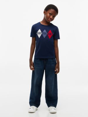 Детская футболка Tommy Hilfiger Hilfiger Argyle Logo, цвет: Тёмно-синий — фото 2