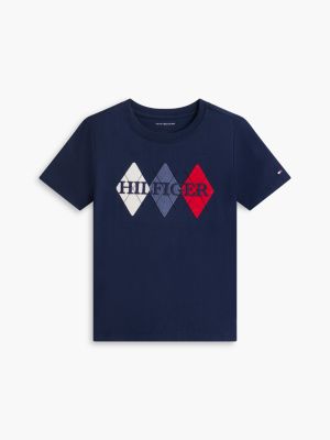 Детская футболка Tommy Hilfiger Hilfiger Argyle Logo, цвет: Тёмно-синий — фото 5