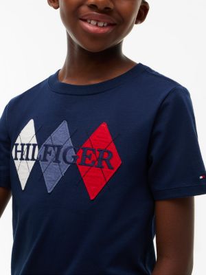 Детская футболка Tommy Hilfiger Hilfiger Argyle Logo, цвет: Тёмно-синий — фото 3
