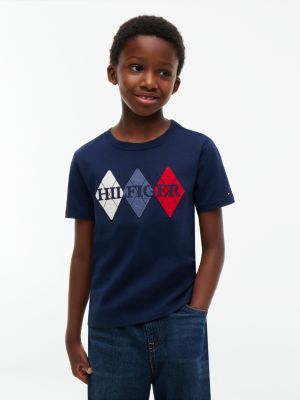 Tommy Hilfiger Boys' Kids' Hilfiger Argyle Logo T-Shirt - Navy - XL