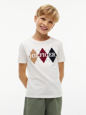 Kids' Hilfiger Argyle Logo T-Shirt, White