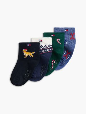 Носки Babies' Festive для детей, 4 шт. — Tommy Hilfiger, цвет: Зелёный разноцветный