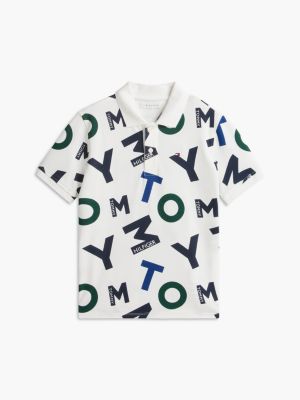 Детское поло Tommy Hilfiger Allover Tommy Letter Polo, цвет: Экрю — фото 5