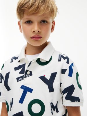 Детское поло Tommy Hilfiger Allover Tommy Letter Polo, цвет: Экрю — фото 3