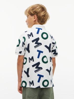 Детское поло Tommy Hilfiger Allover Tommy Letter Polo, цвет: Экрю — фото 4