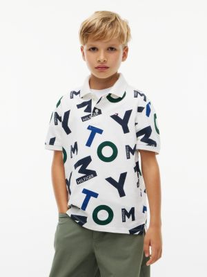 Kids' Allover Tommy Letter Polo, Ecru