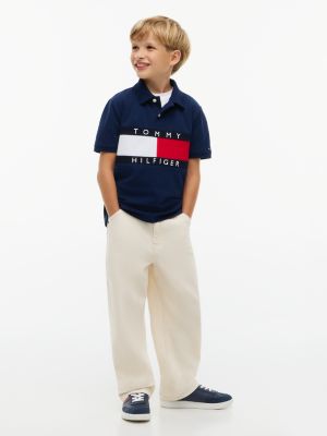 Детское поло Tommy Hilfiger Flag Logo Stretch Polo, цвет: Тёмно-синий — фото 2