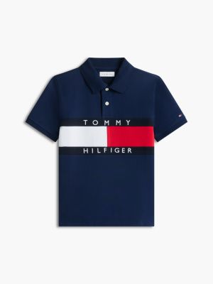 Детское поло Tommy Hilfiger Flag Logo Stretch Polo, цвет: Тёмно-синий — фото 5