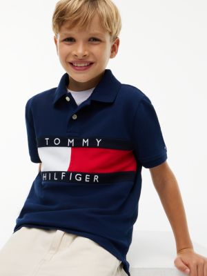 Детское поло Tommy Hilfiger Flag Logo Stretch Polo, цвет: Тёмно-синий — фото 3