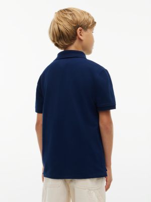 Детское поло Tommy Hilfiger Flag Logo Stretch Polo, цвет: Тёмно-синий — фото 4