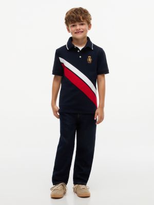 Детское поло Tommy Hilfiger Diagonal Stripe Crest Stretch Polo, цвет: Тёмно-синий — фото 2