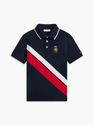 Детское поло Tommy Hilfiger Diagonal Stripe Crest Stretch Polo, цвет: Тёмно-синий — фото 5