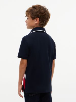 Детское поло Tommy Hilfiger Diagonal Stripe Crest Stretch Polo, цвет: Тёмно-синий — фото 4