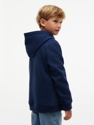 Детское худи Tommy Hilfiger Plaid Monogram Logo, цвет: Тёмно-синий — фото 4