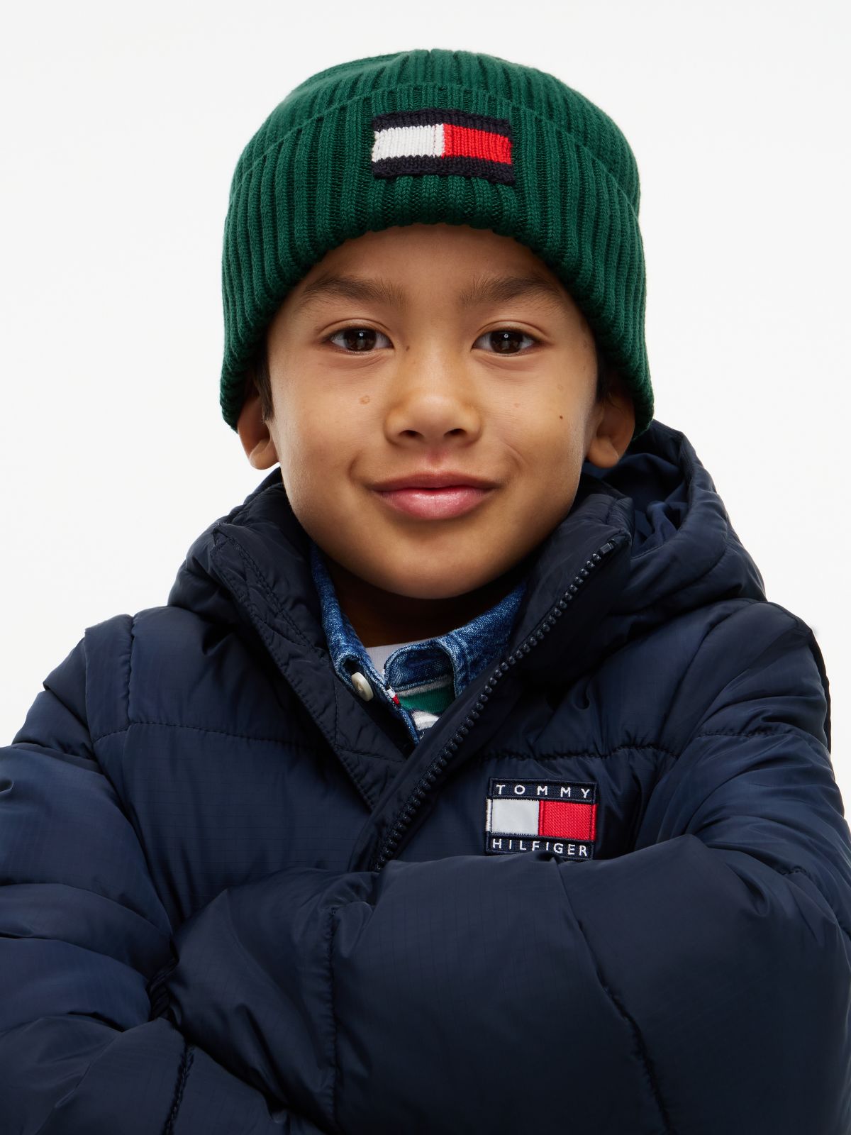 Kids' Flag Logo Beanie — Ornamental Green