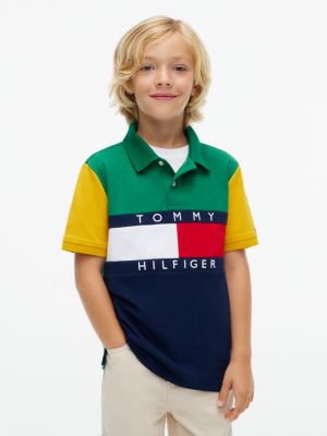 Kids' Flag Colorblock Stretch Polo, Green
