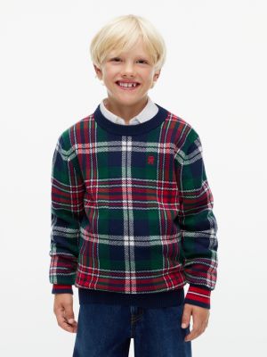 Kids' Tartan Sweater, Navy