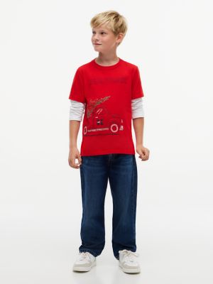 Детская футболка Tommy Hilfiger Layered-Sleeve Tommy Truck, цвет: Красный — фото 2