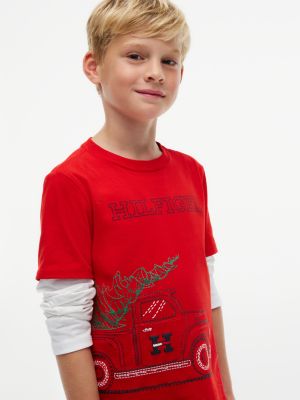 Детская футболка Tommy Hilfiger Layered-Sleeve Tommy Truck, цвет: Красный — фото 3