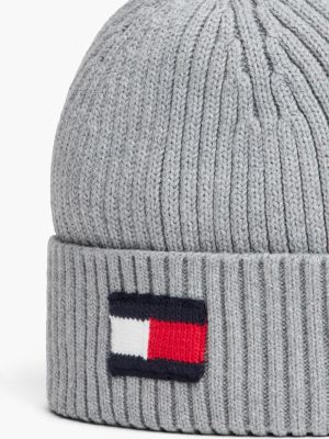 Детская шапка Tommy Hilfiger Flag Logo Heathered, цвет: Серый меланжевый — фото 3