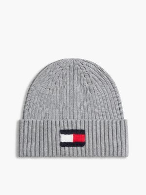 Kids' Flag Logo Heathered Beanie, Grey Heather