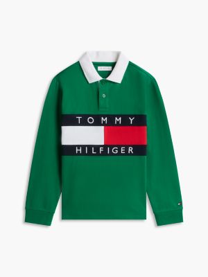 Детское поло Tommy Hilfiger Flag Logo Rugby Polo, цвет: Зелёный — фото 5