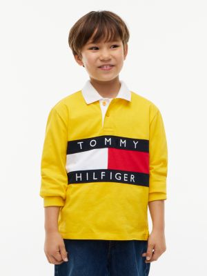 Kids' Flag Logo Rugby Polo, Yellow