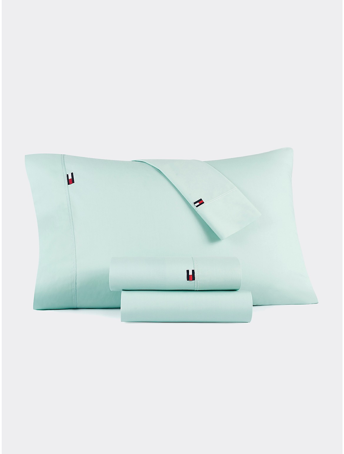 Tommy Hilfiger Signature Solid Seafoam Green Pillowcase Set - Green - QUEEN