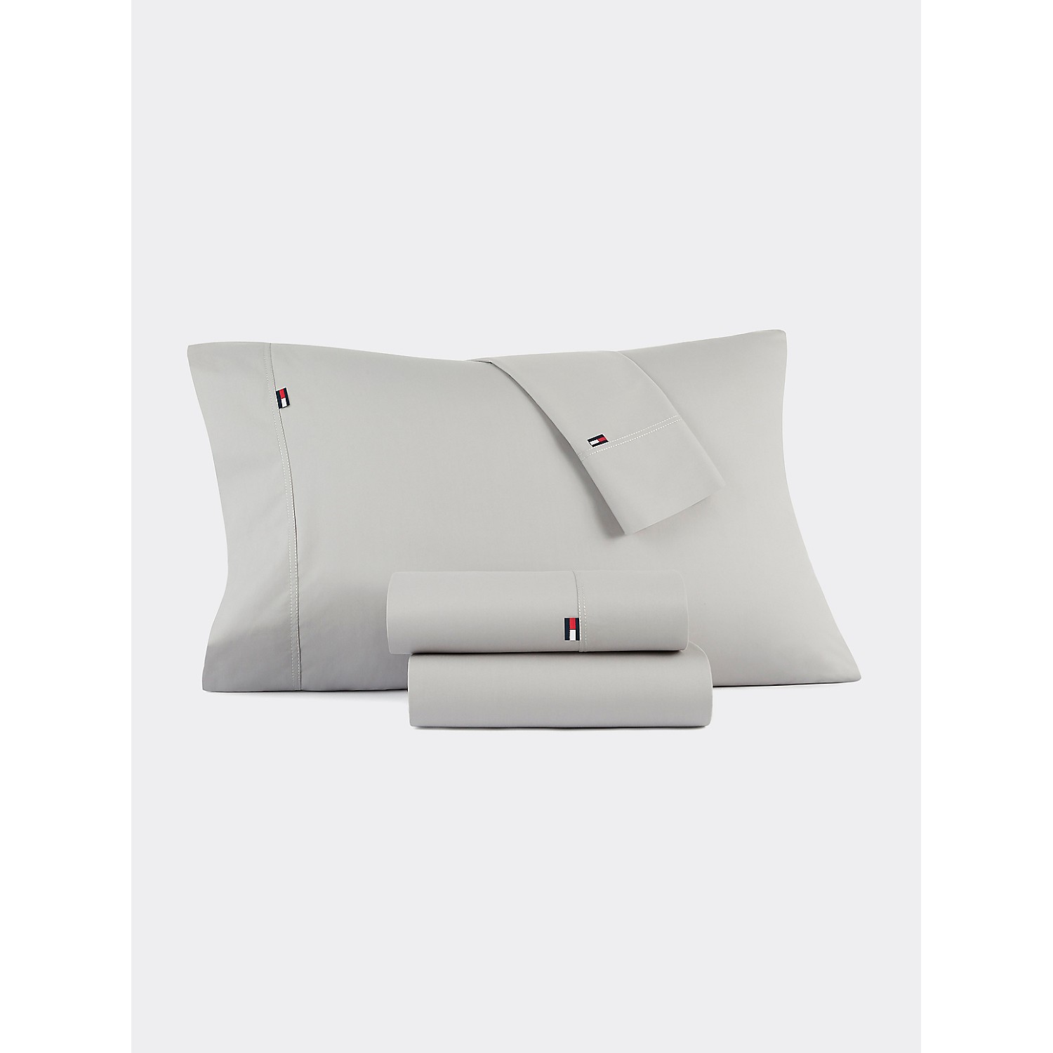 TOMMY HILFIGER Signature Solid Gray Pillowcase Set