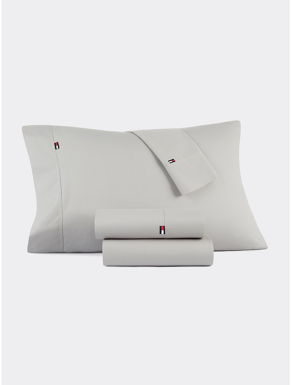 Tommy Hilfiger Signature Solid Gray Pillowcase Set - Grey - KING