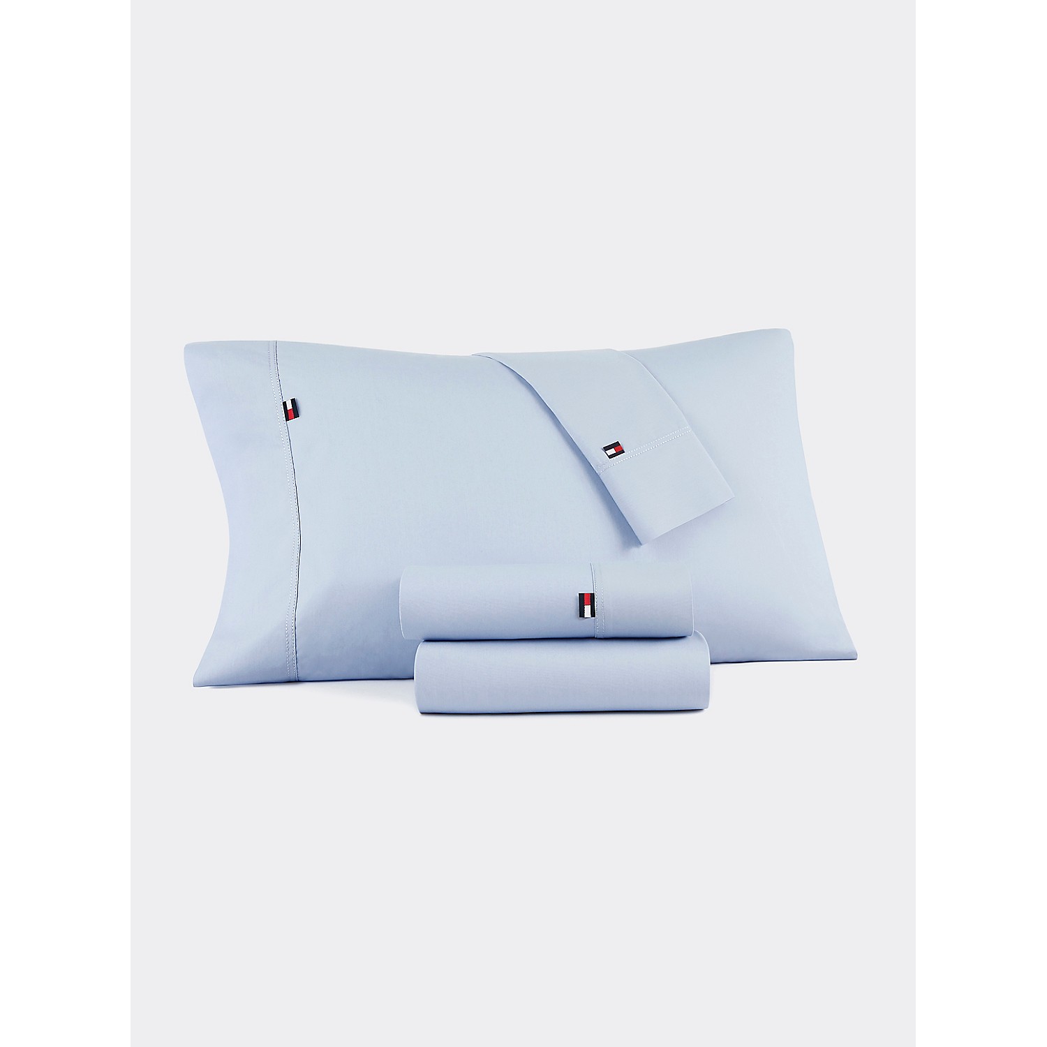 TOMMY HILFIGER Signature Solid Light Blue Pillowcase Set