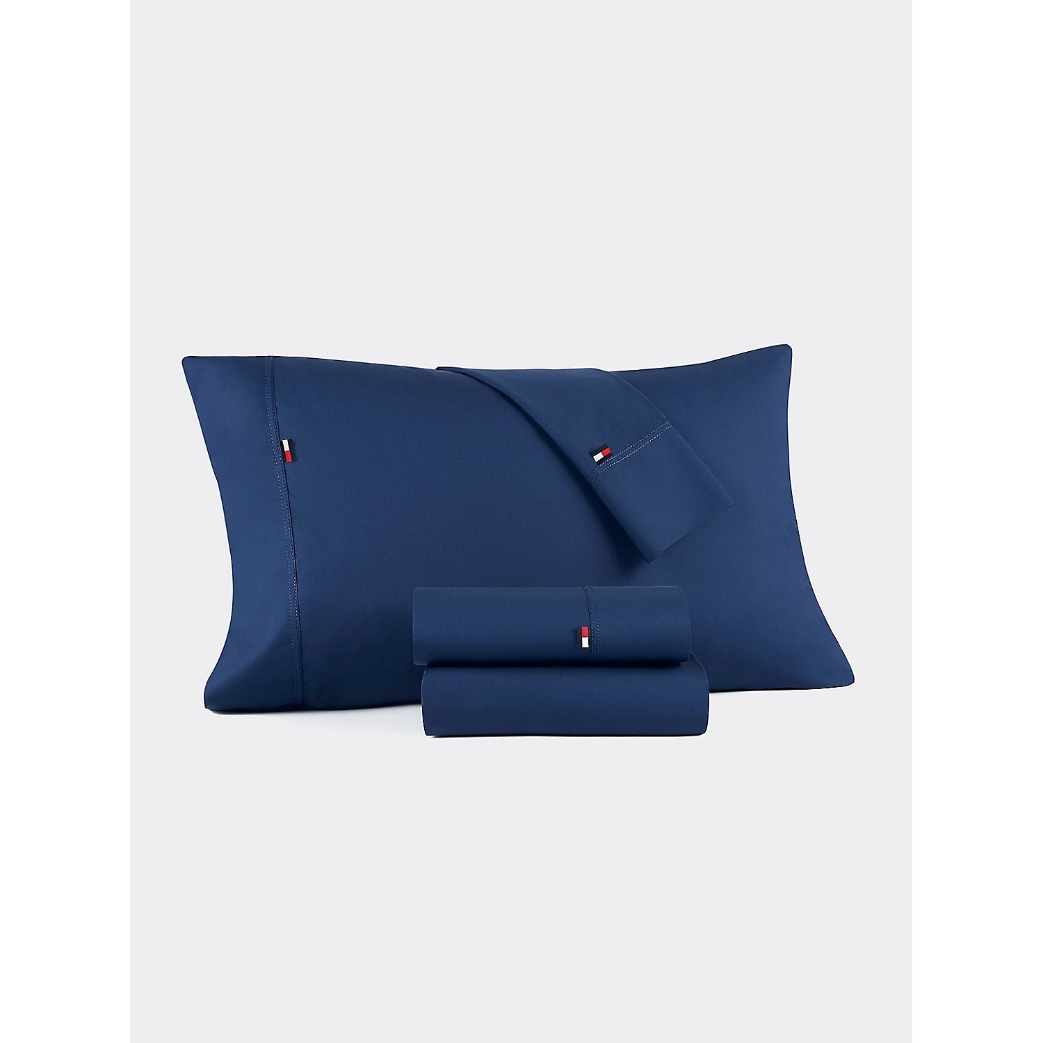 TOMMY HILFIGER Signature Solid Dark Blue Pillowcase Set
