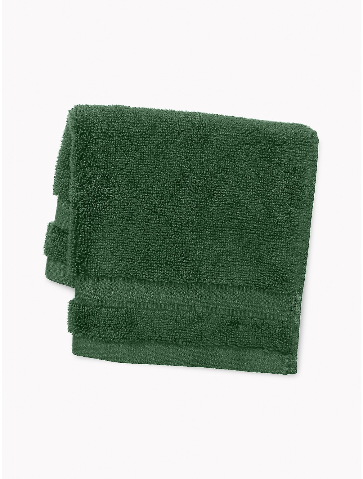 Tommy Hilfiger Signature Solid Washcloth in Pine Needle - Green