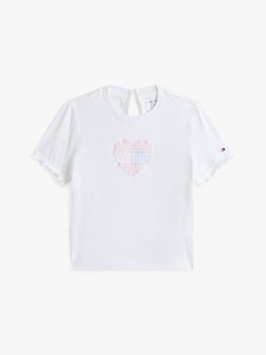 Babies' Gingham Heart Ruffle T-Shirt, Optic White