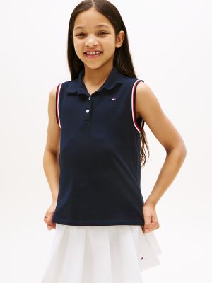 Kids' Sleeveless Polo, Navy
