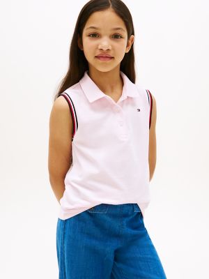 Kids' Sleeveless Polo, Light Pink