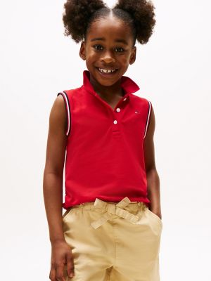 Kids' Sleeveless Polo, Primary Red