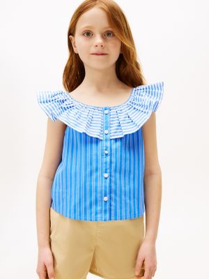 Kids' Mixed-Stripe Ruffle Top, Mixed Stripe