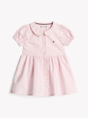 Babies' Short-Sleeve Gingham Dress, Whimsy Pink / White