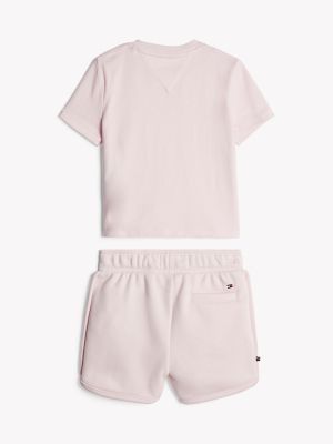 Babies' Logo Shirt and Short Set, Light Pink