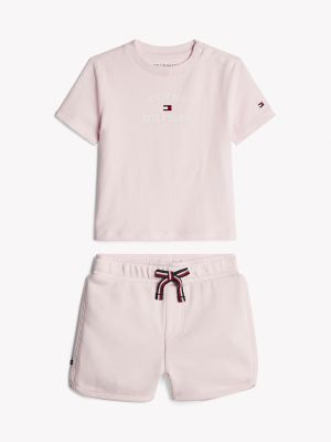 Babies' Logo Shirt and Short Set, Light Pink